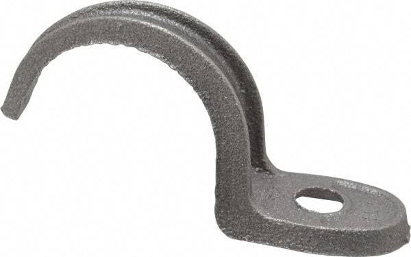 Made in USA - 1-1/2" Pipe, Malleable Iron, Black Plated" Pipe or Conduit Strap - 1 Mounting Hole - Exact Tool & Supply