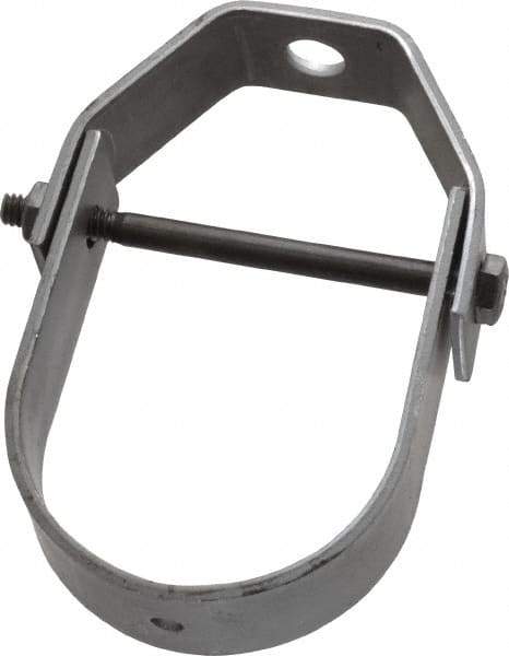 Made in USA - 2" Pipe, 3/8" Rod, Carbon Steel Adjustable Clevis Hanger - Black Coated, 610 Lb Capacity - Exact Tool & Supply