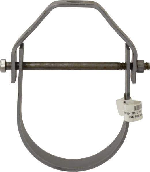 Made in USA - 4" Pipe, 5/8" Rod, Carbon Steel Adjustable Clevis Hanger - Black Coated, 1,430 Lb Capacity - Exact Tool & Supply
