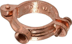 Value Collection - 1-1/4" Pipe, 3/8" Rod, Copper Painted Split Clamp - 180 Lb Capacity, Malleable Iron - Exact Tool & Supply