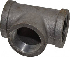 Made in USA - Size 1-1/2", Class 150, Malleable Iron Black Pipe Tee - 150 psi, Threaded End Connection - Exact Tool & Supply