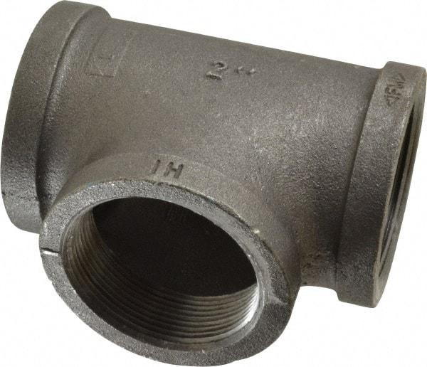 Made in USA - Size 2", Class 150, Malleable Iron Black Pipe Tee - 150 psi, Threaded End Connection - Exact Tool & Supply