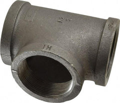 Made in USA - Size 2", Class 150, Malleable Iron Black Pipe Tee - 150 psi, Threaded End Connection - Exact Tool & Supply