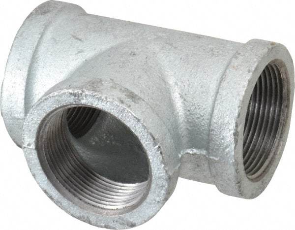 Made in USA - Class 150, 1-1/2" Galvanized Pipe Tee - Threaded, Malleable Iron - Exact Tool & Supply