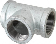 Made in USA - Class 150, 1-1/2" Galvanized Pipe Tee - Threaded, Malleable Iron - Exact Tool & Supply
