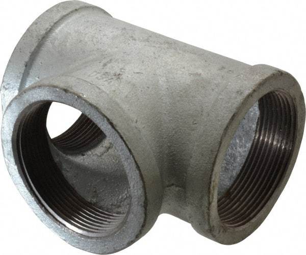 Made in USA - Class 150, 3" Galvanized Pipe Tee - Threaded, Malleable Iron - Exact Tool & Supply
