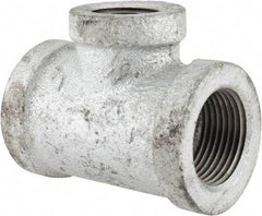 Made in USA - Class 150, 3/4 x 3/4 x 1/2" Galvanized Pipe Reducing Tee - Threaded, Malleable Iron - Exact Tool & Supply