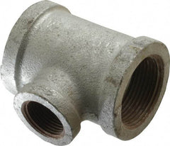Made in USA - Class 150, 1-1/4 x 1-1/4 x 3/4" Galvanized Pipe Reducing Tee - Threaded, Malleable Iron - Exact Tool & Supply
