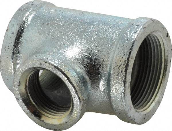 Made in USA - Class 150, 1-1/2 x 1-1/2 x 1" Galvanized Pipe Reducing Tee - Threaded, Malleable Iron - Exact Tool & Supply