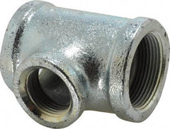 Made in USA - Class 150, 1-1/2 x 1-1/2 x 1" Galvanized Pipe Reducing Tee - Threaded, Malleable Iron - Exact Tool & Supply