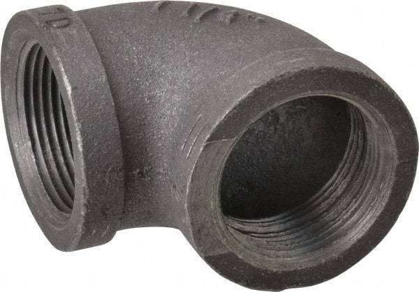 Made in USA - Size 1-1/4", Class 150, Malleable Iron Black Pipe 90° Elbow - 150 psi, Threaded End Connection - Exact Tool & Supply