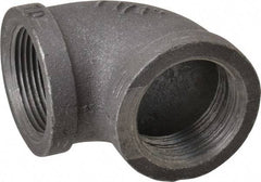 Made in USA - Size 1-1/4", Class 150, Malleable Iron Black Pipe 90° Elbow - 150 psi, Threaded End Connection - Exact Tool & Supply