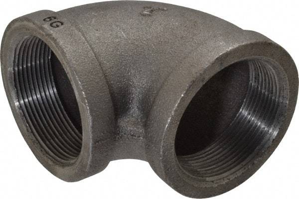 Made in USA - Size 2", Class 150, Malleable Iron Black Pipe 90° Elbow - 150 psi, Threaded End Connection - Exact Tool & Supply