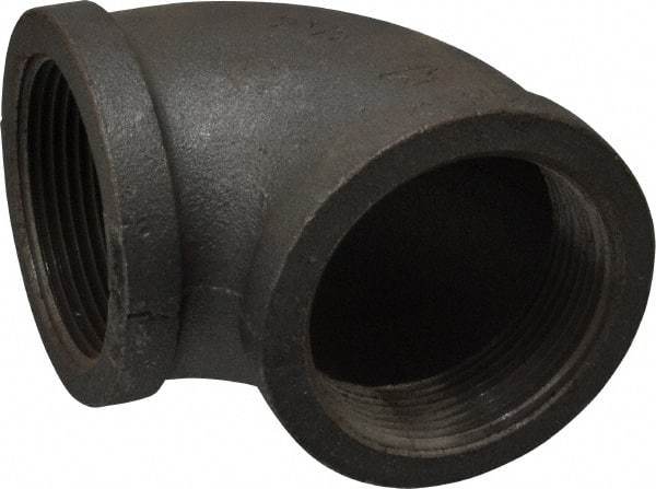 Made in USA - Size 2-1/2", Class 150, Malleable Iron Black Pipe 90° Elbow - 150 psi, Threaded End Connection - Exact Tool & Supply