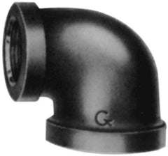 B&K Mueller - Size 1 x 1/2", Class 150, Malleable Iron Black Pipe 90° Reducing Elbow - 150 psi, Threaded End Connection - Exact Tool & Supply
