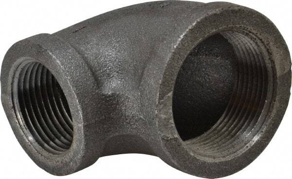 Made in USA - Size 1-1/4 x 1", Class 150, Malleable Iron Black Pipe Reducing Elbow - 150 psi, Threaded End Connection - Exact Tool & Supply