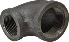Made in USA - Size 1-1/4 x 1", Class 150, Malleable Iron Black Pipe Reducing Elbow - 150 psi, Threaded End Connection - Exact Tool & Supply