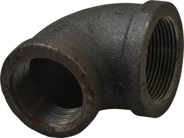 Made in USA - Size 1-1/2 x 1-1/4", Class 150, Malleable Iron Black Pipe Reducing Elbow - 150 psi, Threaded End Connection - Exact Tool & Supply