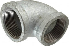 Made in USA - Class 150, 1-1/2 x 1-1/4" Galvanized Pipe Reducing Elbow - Threaded, Malleable Iron - Exact Tool & Supply