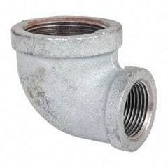 Made in USA - Class 150, 1-1/2 x 1" Galvanized Pipe Reducing Elbow - Threaded, Malleable Iron - Exact Tool & Supply
