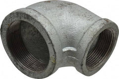 Made in USA - Class 150, 2 x 1-1/2" Galvanized Pipe Reducing Elbow - Threaded, Malleable Iron - Exact Tool & Supply
