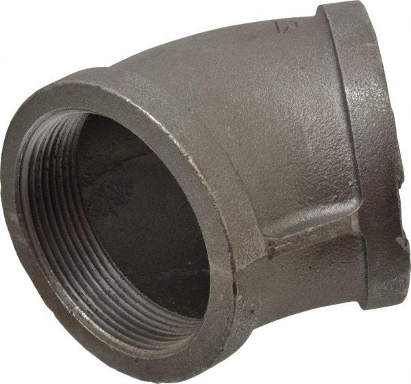 Made in USA - Size 3", Class 150, Malleable Iron Black Pipe 45° Elbow - 150 psi, Threaded End Connection - Exact Tool & Supply