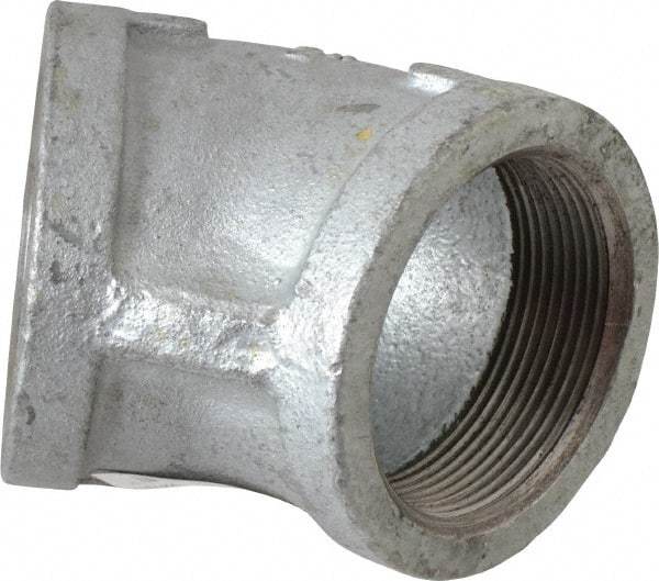 Made in USA - Class 150, 2" Galvanized Pipe 45° Elbow - Threaded, Malleable Iron - Exact Tool & Supply