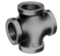 Made in USA - Size 4", Class 150, Malleable Iron Black Pipe Cross - 300 psi, Threaded End Connection - Exact Tool & Supply