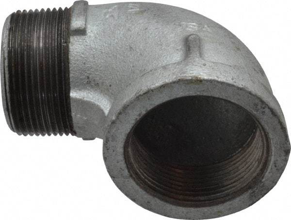 Made in USA - Class 150, 1-1/2" Galvanized Pipe 90° Street Elbow - Threaded, Malleable Iron - Exact Tool & Supply
