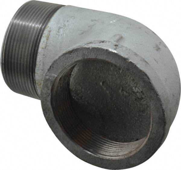 Made in USA - Class 150, 3" Galvanized Pipe 90° Street Elbow - Threaded, Malleable Iron - Exact Tool & Supply