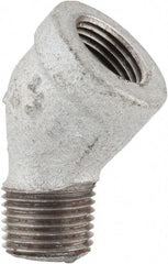 Made in USA - Class 150, 1/2" Galvanized Pipe 45° Street Elbow - Threaded, Malleable Iron - Exact Tool & Supply
