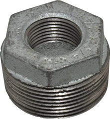 Made in USA - Class 150, 1-1/2 x 3/4" Galvanized Pipe Hex Bushing - Threaded, Malleable Iron - Exact Tool & Supply
