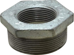 Made in USA - Class 150, 2 x 1-1/4" Galvanized Pipe Hex Bushing - Threaded, Malleable Iron - Exact Tool & Supply