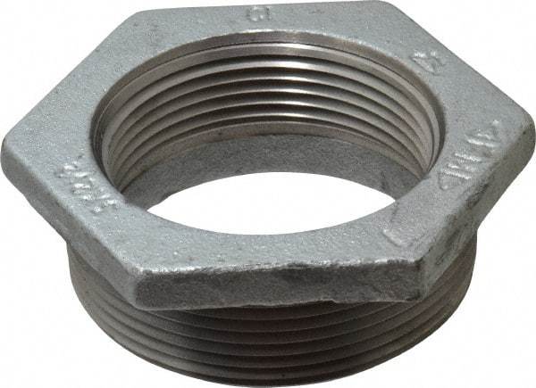 Made in USA - Class 150, 3 x 2-1/2" Galvanized Pipe Hex Bushing - Threaded, Malleable Iron - Exact Tool & Supply