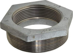 Made in USA - Class 150, 4 x 3" Galvanized Pipe Hex Bushing - Threaded, Malleable Iron - Exact Tool & Supply