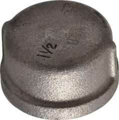 Made in USA - Size 1-1/2", Class 150, Malleable Iron Black Pipe End Cap - 150 psi, Threaded End Connection - Exact Tool & Supply