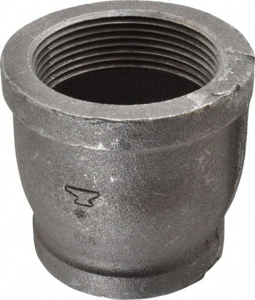 Made in USA - Size 2-1/2 x 2", Class 150, Malleable Iron Black Pipe Reducing Coupling - 150 psi, Threaded End Connection - Exact Tool & Supply