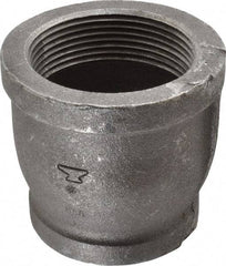 Made in USA - Size 2-1/2 x 2", Class 150, Malleable Iron Black Pipe Reducing Coupling - 150 psi, Threaded End Connection - Exact Tool & Supply