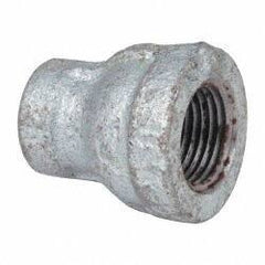 Made in USA - Class 150, 3/8 x 1/8" Galvanized Pipe Reducing Coupling - Threaded, Malleable Iron - Exact Tool & Supply