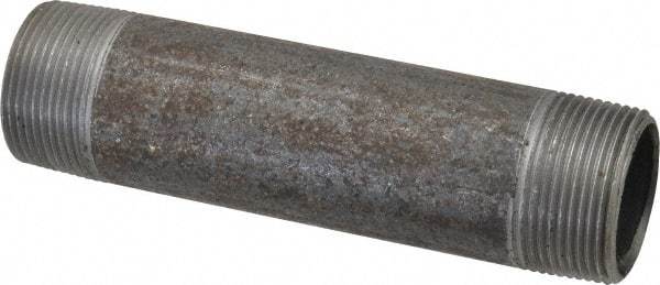 Made in USA - Schedule 40, 1-1/4" Diam x 6" Long Steel Black Pipe Nipple - Threaded - Exact Tool & Supply