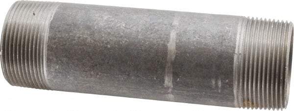 Made in USA - Schedule 40, 1-1/2" Diam x 6" Long Steel Black Pipe Nipple - Threaded - Exact Tool & Supply