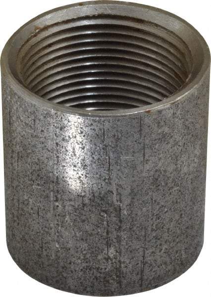 Made in USA - Size 1-1/4", Class 150, Malleable Iron Black Pipe Coupling - 150 psi, Threaded End Connection - Exact Tool & Supply