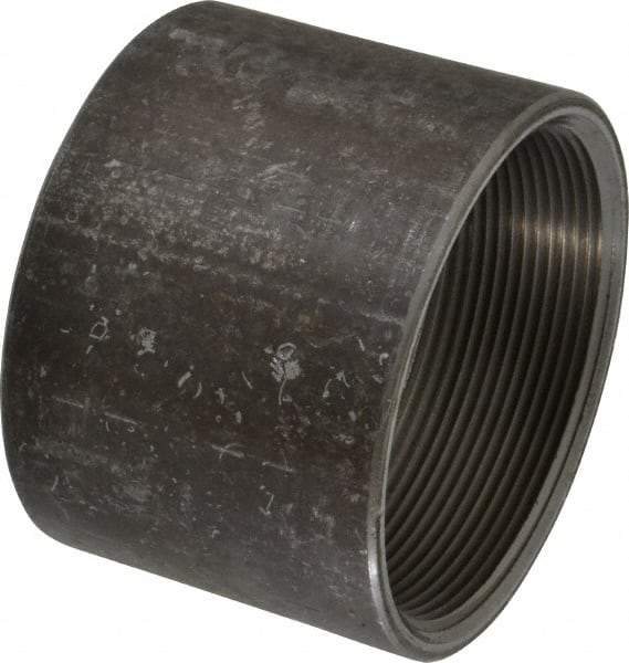 Made in USA - Size 4", Class 150, Steel Black Pipe Coupling - 150 psi, Threaded End Connection - Exact Tool & Supply