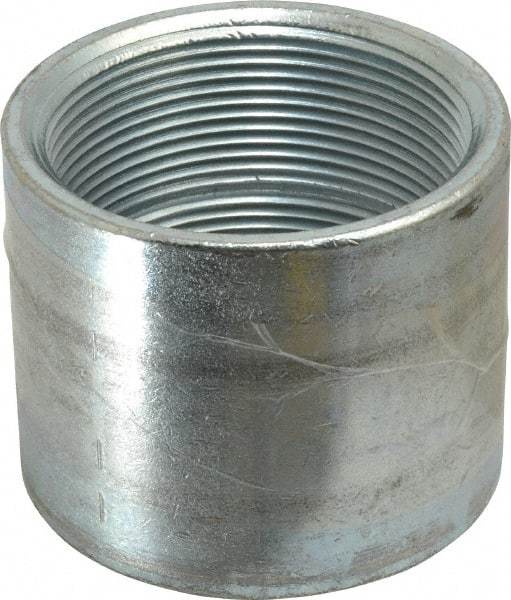 Made in USA - Class 150, 3" Galvanized Pipe Coupling - Threaded, Malleable Iron - Exact Tool & Supply
