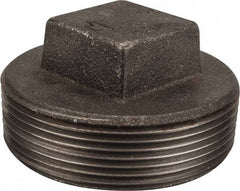 Made in USA - Size 3", Class 150, Malleable Iron Black Pipe Square Plug - 150 psi, Threaded End Connection - Exact Tool & Supply