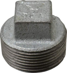 Made in USA - Class 150, 1-1/4" Galvanized Pipe Square Plug - Threaded, Malleable Iron - Exact Tool & Supply