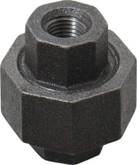 Made in USA - Size 1/4", Class 150, Malleable Iron Black Pipe Union - 150 psi, Threaded End Connection - Exact Tool & Supply