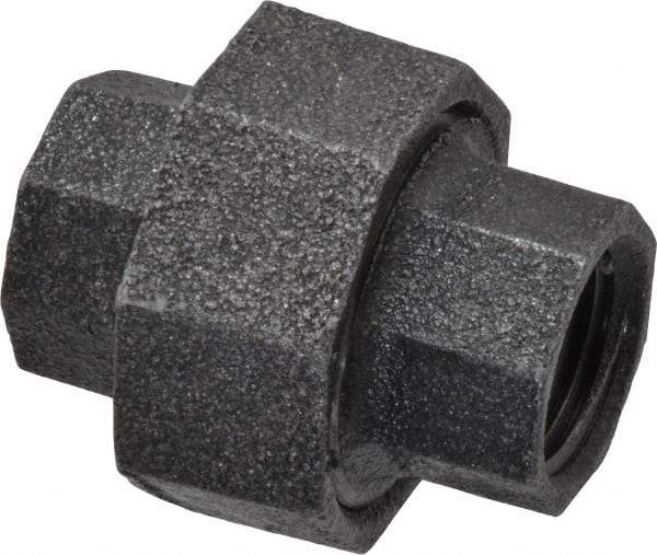Made in USA - Size 1/2", Class 150, Malleable Iron Black Pipe Union - 150 psi, Threaded End Connection - Exact Tool & Supply