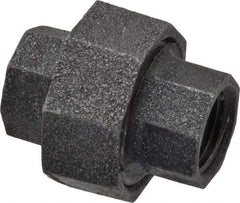 Made in USA - Size 1/2", Class 150, Malleable Iron Black Pipe Union - 150 psi, Threaded End Connection - Exact Tool & Supply