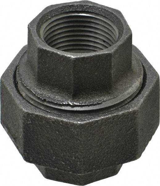 Made in USA - Size 3/4", Class 150, Malleable Iron Black Pipe Union - 150 psi, Threaded End Connection - Exact Tool & Supply